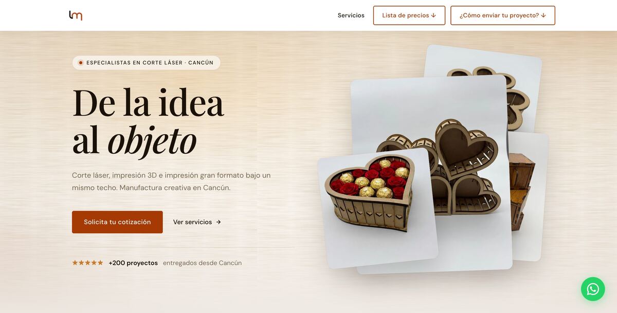 Captura del sitio web de Lumo Arte, Arte · Galería en Cancún