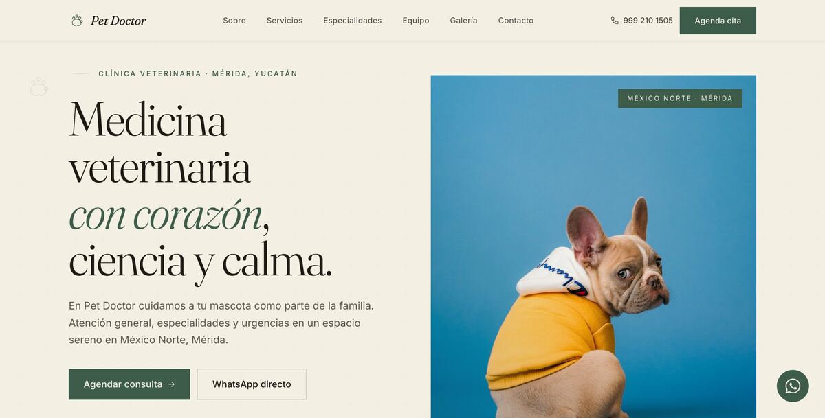 Captura del sitio web de Pet Doctor Mérida, Veterinaria en Mérida